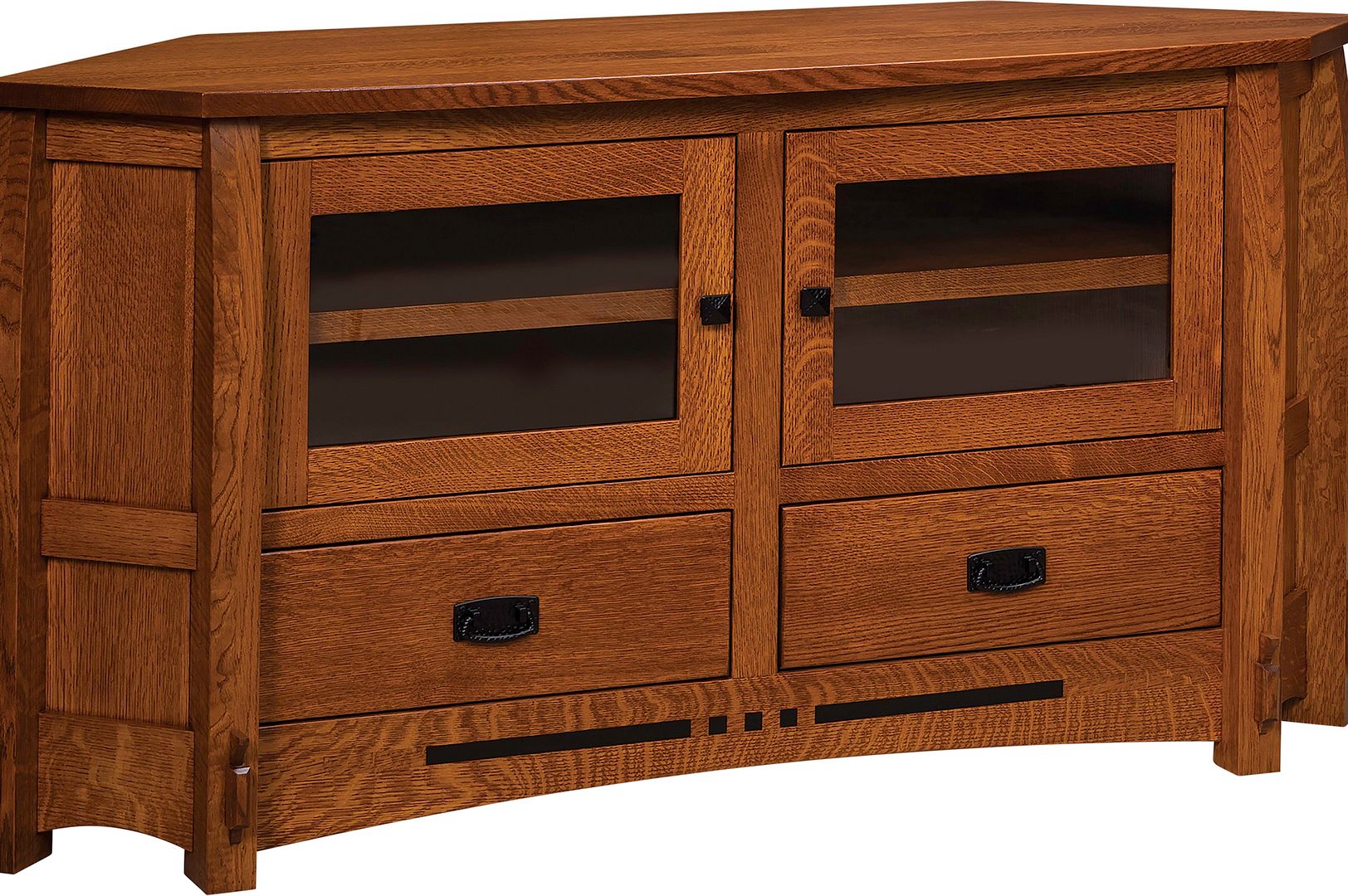 Amish Mission Corner TV Stand Console Cabinet Solid Wood ...